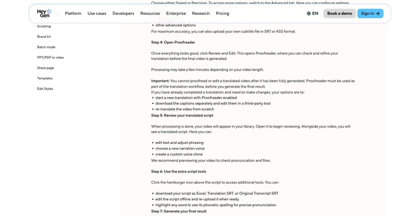 HeyGen pre-generation Proofreader boundary: public reference page