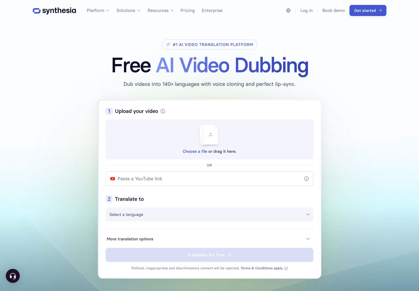 Synthesia AI Dubbing: public reference page