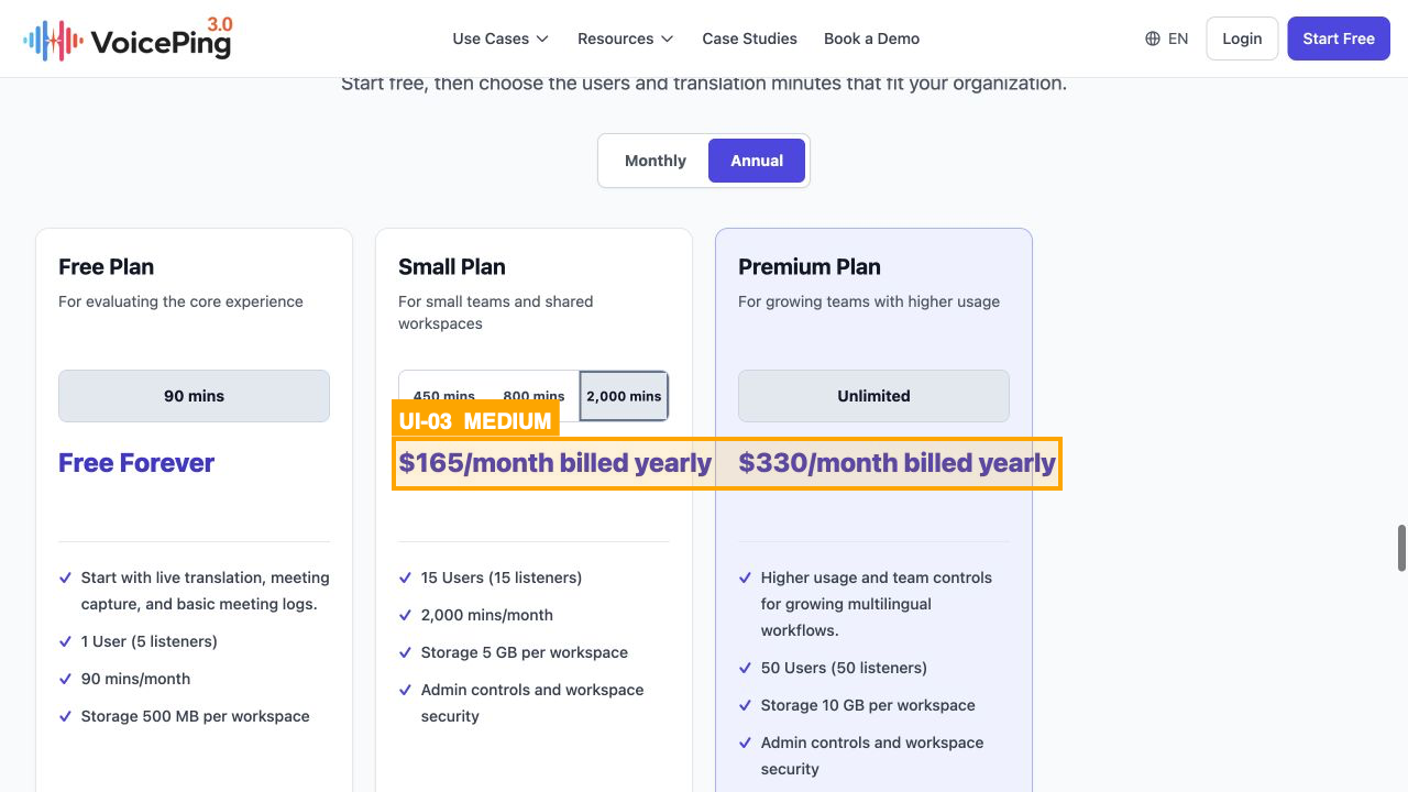 The recorded workflow measured annual price strings overflowing their card boundaries