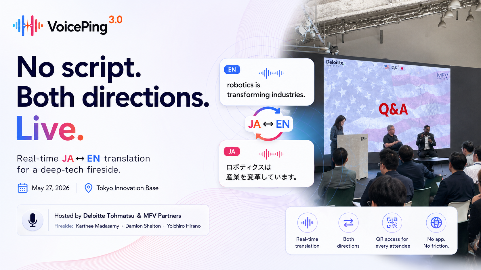 A Fireside Chat With No Script: Real-Time JA-EN Translation at the Early-Stage Deep Tech Forum