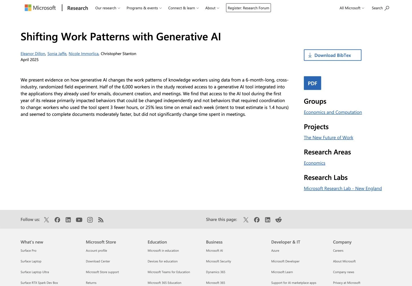 Microsoft randomized work-pattern study: public reference page