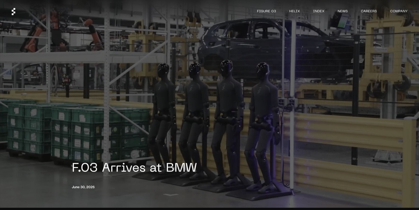 Figure humanoids on the BMW factory floor, shown on Figure’s website