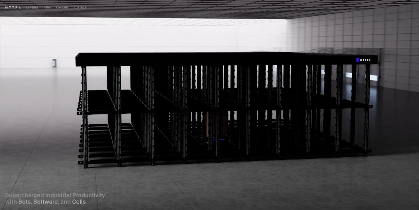 Mytra website displaying its modular material-handling system