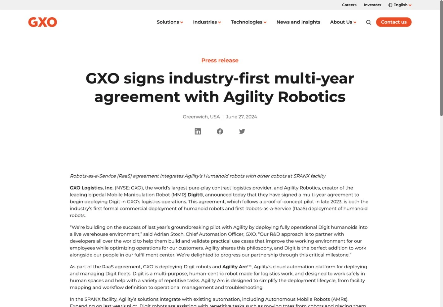 GXO Digit agreement: public reference page