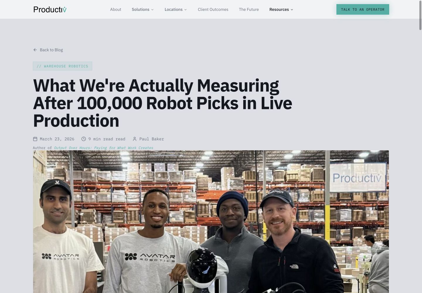 Productiv operator report: title, author and March 23, 2026 publication date on the public website