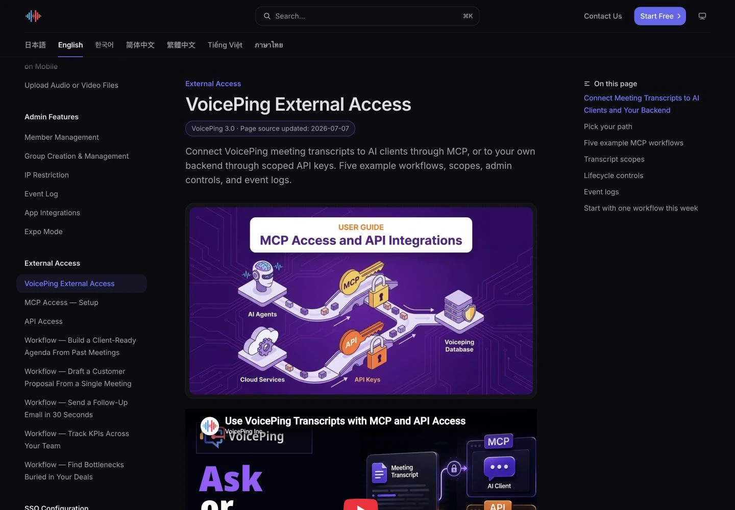 VoicePing External Access: public reference page