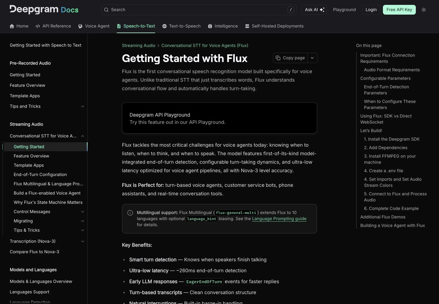 Deepgram Flux: public reference page