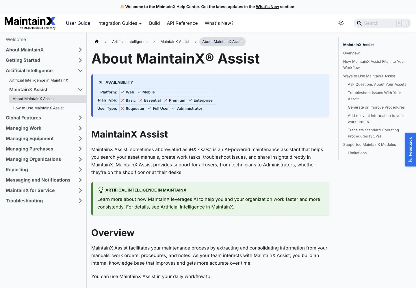 MaintainX Assist: public reference page