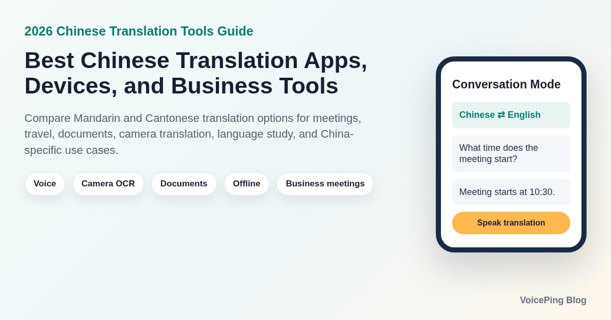 Best Chinese Translation Tools in 2026: Voice, Camera, Document, and Business Apps