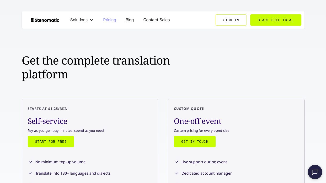 Stenomatic pricing page