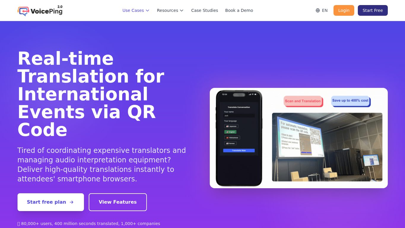 VoicePing event translation app