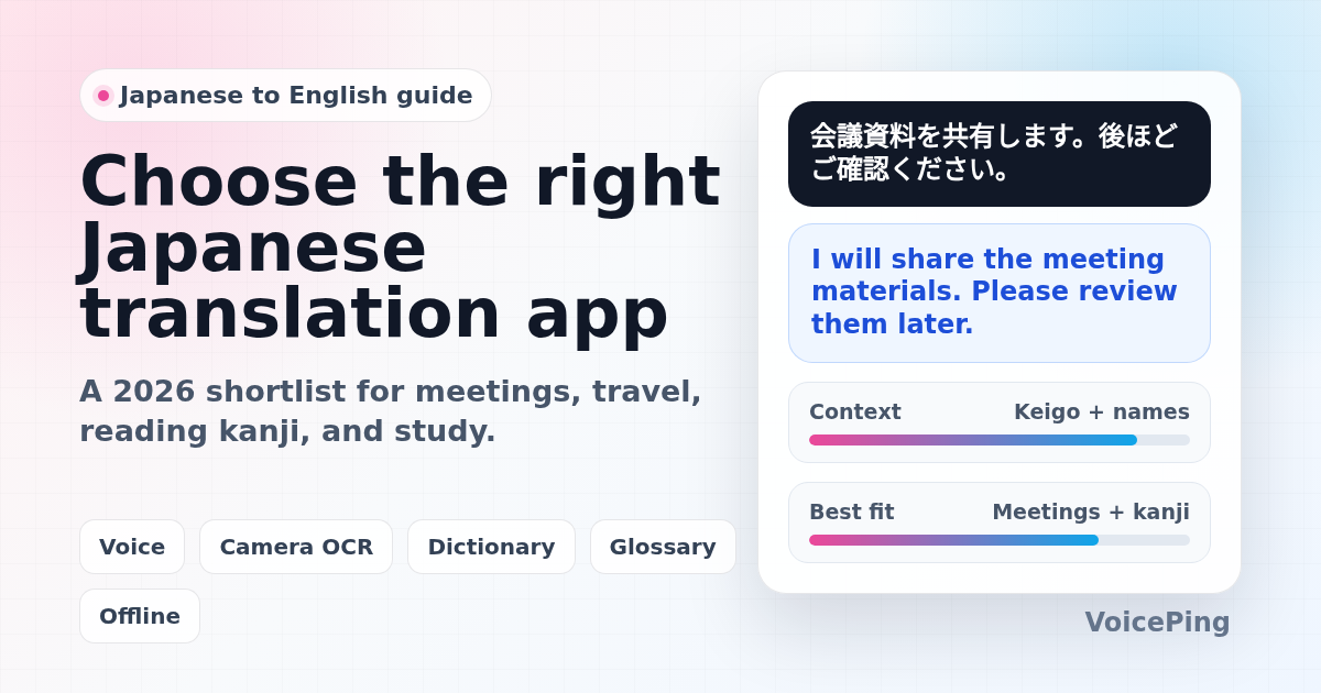 Best Japanese to English Translation Apps in 2026: Meetings, Travel, Kanji, and Study
