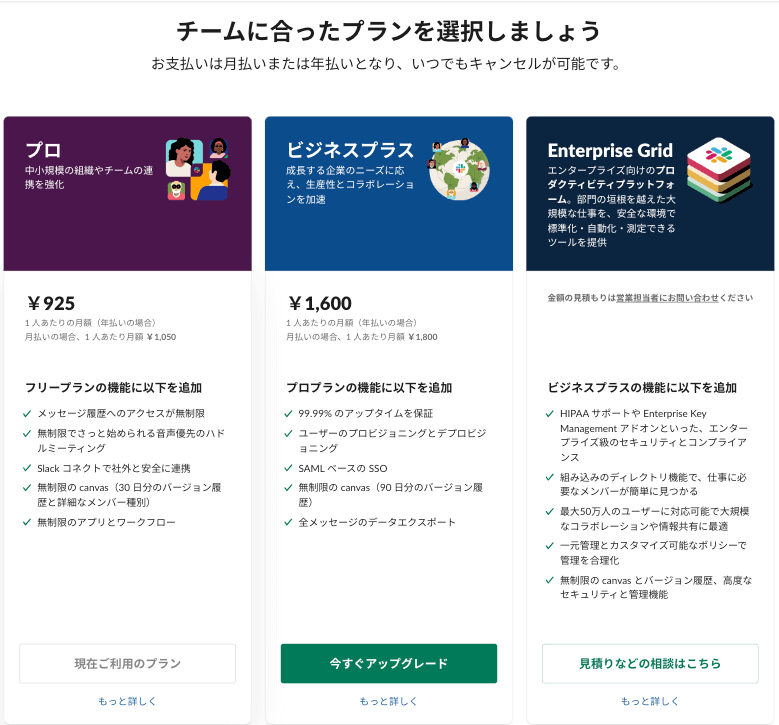 Slack pricing plans