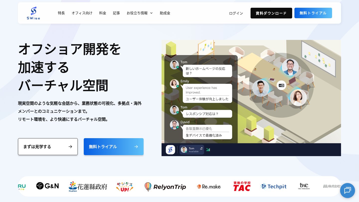 SWise virtual office official top screen