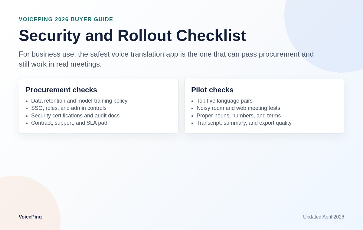 Voice translation security checklist