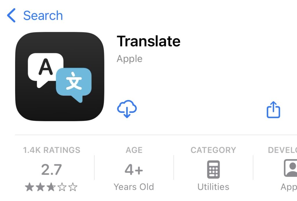 Apple Translate on iPhone