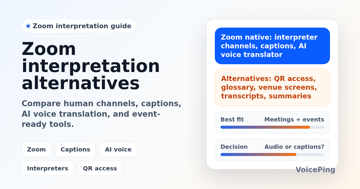 Zoom Interpretation Alternatives in 2026: Captions, AI Voice Translation, and Event Tools