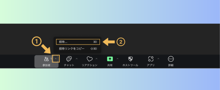 Zoomの招待メニュー画面