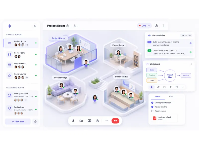 VoicePing multilingual virtual office workspace