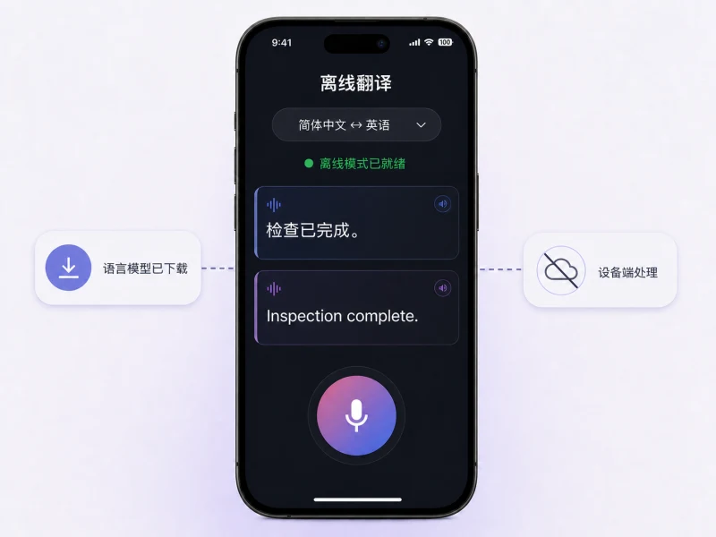 VoicePing在无网络连接时翻译简体中文与英语对话
